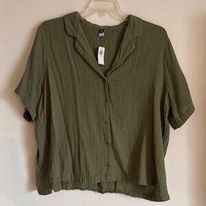 Old Navy Olive Green Button-Down Shirt